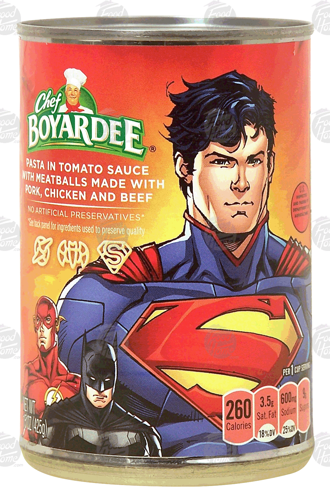 Chef Boyardee&nbsp;&nbsp;pasta in tomato sauce with meatballs made with pork, chicken, and beef Full-Size Picture